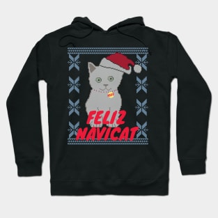 Feliz Navidad Cat, Feliz Navicat! Cute Cat Ugly Christmas Sweater Design Hoodie